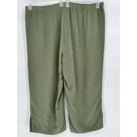 Old Navy High-Waisted Crinkle Gauze Super Wide-Leg Pants Size 4X Olive Green - Picture 9 of 11
